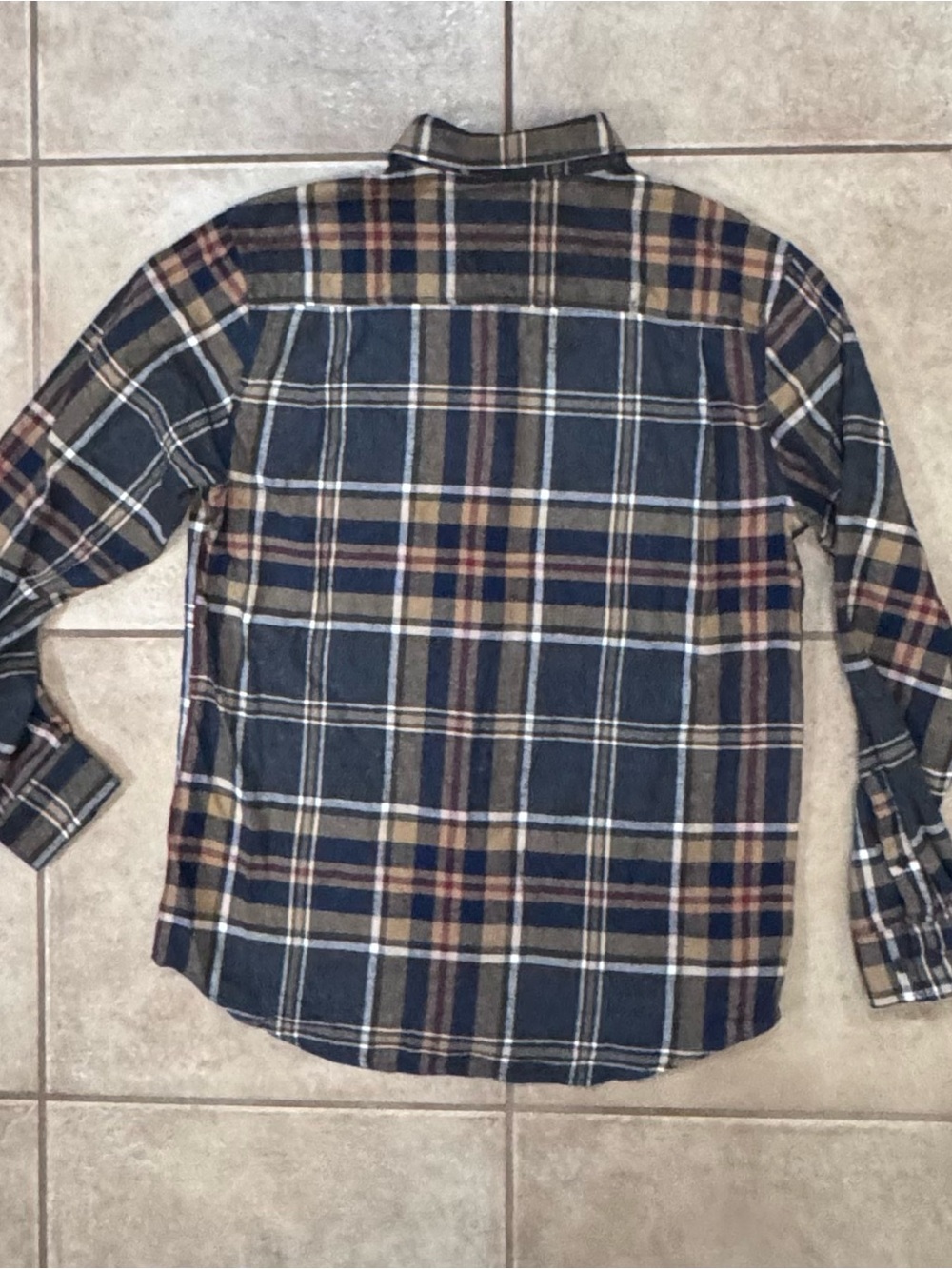 Weatherproof Men's Plaid Button-Down Shirt - Navy, Brown, Cream - Picture 9 of 15